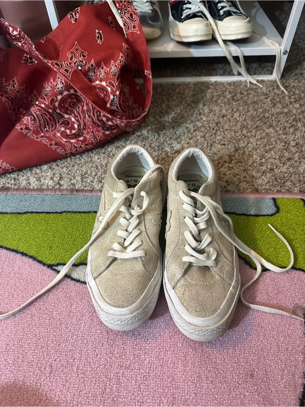 Golf Le Fleur Converse Low-Top Sneakers in Cream with Yellow soles